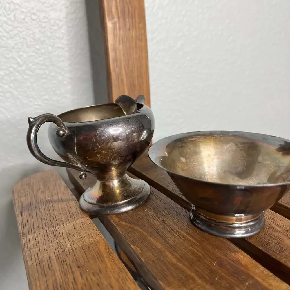 Vintage Towle Silver Plate Bowl & Creamer Pitcher